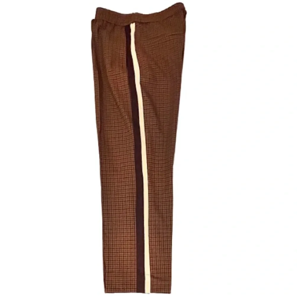 ZARA- Brown Houndstooth Pants with Side Stripe. Size: small - Picture 6 of 8